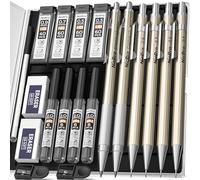 Nicpro 6 Pezzi Metallo Matite Meccaniche Set, Art Matite 0,3 & 0,5 & 0,7 & 0,9mm e 2 PZ 2mm Portamine (4B 2B HB 2H) con 8 Tubi Mine, Gomma, Temperamatite, Per Artista Disegno Scrittura Schizzi