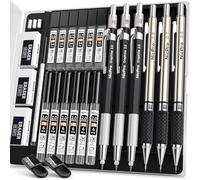 Nicpro 6 Pezzi Metallo Matite Meccaniche Set, Art Matite 0,5 mm, 0,7 mm 0,9 mm e 2mm (2B HB 2H), Portamine con 12 Tubo Mine, Gomma, Temperamatite, Astuccio Per Artista Disegno Scrittura Schizzi