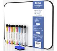 Nicpro A3 Magnetiche Lavagna Cancellabile, 30x 42 cm Piccola Spesso Lavagna Bianche Cornice Nero Con 8 Colorata Pennarello, 1 Gomma a Secco Per Disegno, Scuola, Casa, Ufficio - Doppia Faccia