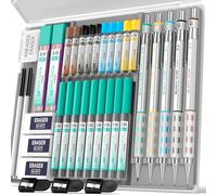 Nicpro Blocky Gear 5 pezzi portamine con astuccio, matite meccaniche in metallo 0.3, 0.5, 0.7, 0.9, 2mm porta mina con 21 tubi (6B 4B 2B HB 2H 4H colori) ricariche di mina