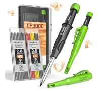 Nicpro CP3000 - Matita da falegname con temperamatite, set di 19 ricariche, marcatore per fori profondi per costruzione, lavorazione del legno ABS resistente, strumenti da falegname per la marcatura