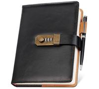 Nicpro diario con lucchetto, A5 Diario in pelle PU con lucchetto, penna in metallo, quadernino con password da 260 pagine per uomini e donne, quaderno vintage, appunti, progetti, organizzazione