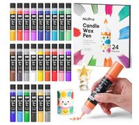 Nicpro Kit Pittura Candela 24 Colori X 30 ml, Penne Per Candela, include Glitter Argento & Oro, Colori Luminosi, Effetto 3D, Non Tossico, Vernice Decorare per Compleanni, Pasqua, Candele Di Natale