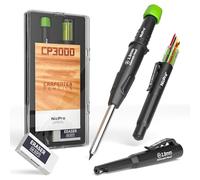 Nicpro matita carpentiere con temperino, matita da cantiere CP3000 con 6 ricariche in un dispenser di mina, portamine per fori profondi per l'edilizia, utensili per marcare il legno