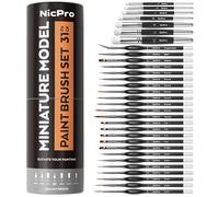 Nicpro pennello miniature, asciutto- 31 pezzi pennelli per dipingere per acrilico, olio, acquerello, pennello per dettagli, pennelli per modellismo, pittura in miniatura, artigianato