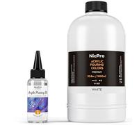 Nicpro Pittura acrilica bianca in titanio, 958,2 g, pre-miscelata, con olio in silicone e guanti per tela, roccia, creazione di cellule di legno, pittura artistica fai da te, pronta da versare