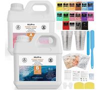 Nicpro resina epossidica trasparente 2160 ml/72 oz, kit resina epossidica completo per tavoli artigianali, creazione di gioielli, stampaggio, pittura artistica con 16 polvere di mica, misurini e altro