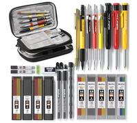 Nicpro Set da 28 matite da carpentiere con temperamatite, matite meccaniche da carpentiere con 127 ricariche e strumento per scriba, matite resistenti per architetti e lavorazione del legno, con