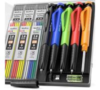 Nicpro Set di 5 matite meccaniche da falegname con temperamatite e impugnatura per le dita, matite meccaniche per la lavorazione del legno con 41 ricariche, pennarelli per fori profondi, matite