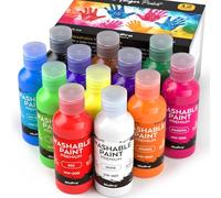 Nicpro Tempere Lavabili per Bambini 12 X 60 ml, colori a dita per bambini atossici, Pittura Per Le Dita Colori Intensi, Colori A Tempera Per Pittura per diy, Artigianato D'Arte, Halloween e Pasqua