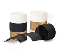 NICROHOME 6 rotoli bianco oro nero crepe carta 82 ft lunghi streamers per matrimonio impegno compleanno addio al nubilato party forniture laurea compleanno sposa/baby shower New Year Black Gold Party
