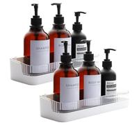 Nicrulp 2 Pezzi Mensole Bagno, Porta Sapone per Doccia, Mensola Doccia Senza Foratura, Portasapone Autoadesivo, Portaoggetti Organizer, per Contenere Sapone, Shampoo, Bagnoschiuma, (Bianca)