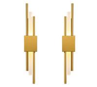 NICRX 2 Pezzi Lampada da Parete LED Moderna Oro,Applique Verticale Geometrica in Metallo con Diffusore in Acrilico,Illuminazione da Interni Minimalista per Camera,Soggiorno,Corridoio,48cm (2 pz-S&D)