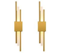 NICRX 2 Pezzi Lampada da Parete LED Moderna Oro,Applique Verticale Geometrica in Metallo con Diffusore in Acrilico,Illuminazione da Interni Minimalista per Camera,Soggiorno,Corridoio,(2 pz-Sinistra)
