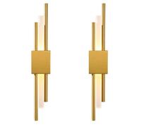 NICRX 2 Pezzi Lampada da Parete LED Moderna Oro,Applique Verticale Geometrica in Metallo con Diffusore in Acrilico,Illuminazione da Interni Minimalista per Camera,Soggiorno,Corridoio (2 pz-Destra)