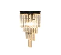 NICRX 42 * 25 cm E14 Applique con base in Nero e cristallo, lampada da parete moderna in cristallo Lampada da parete in cristallo dorato per comodino soggiorno (Nero)