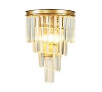 NICRX 42 * 25 cm E14 Applique con base in oro e cristallo, lampada da parete moderna in cristallo Lampada da parete in cristallo dorato per comodino soggiorno (Oro)