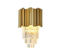 NICRX Applique con Base in Oro E14 e Vetro Cristallo, Lampada da Parete Moderna in Cristallo Dorato