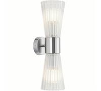 NICRX Applique da Parete in Cristallo 2 Luci E14 Doppia Estremità Vetro Clessidra Design Lampada Moderna Finitura Argento per Camera Soggiorno Corridoio Scala Hotel Illuminazione Interna (Argento)