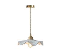 NICRX Lampada a Sospensione in Ceramica Bianca,E27 Paralume Retrò a Foglia di Loto - Illuminazione Elegante per Soggiorno, Sala da Pranzo e Camera da Letto