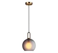 NICRX Lampada a sospensione in vetro sferico grigio smerigliato da 300 mm, Lampada a sospensione in vetro grigio satinato con attacco in ottone per isola cucina (30CM)