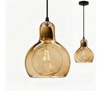 NICRX Lampada a Sospensione Moderna in Vetro con Base E27,Cavo Regolabile da 150cm per Cucina, Sala da Pranzo, Soggiorno e Camera da Letto,Lampadario a Sospensione per Arredamento (Ambrato)