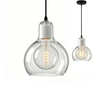 NICRX Lampada a Sospensione Moderna in Vetro con Base E27,Cavo Regolabile da 150cm per Cucina, Sala da Pranzo, Soggiorno e Camera da Letto,Lampadario a Sospensione per Arredamento (Trasparente)