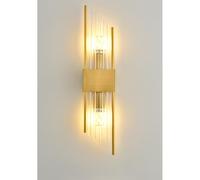 NICRX Lampada da parete di con cristallo,Applique moderna per soggiorno,camera da letto e corridoio,Elegante illuminazione da parete per interni,E14 Applique da parete geometrica (Oro, 60cm)