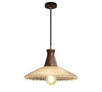 NICRX Lampadario a Sospensione Vintage Legno e Vetro Testurizzato E27 Altezza Regolabile per Camera da Letto Sala da Pranzo Soggiorno Cucina Caffetteria Rustico 21cm 27cm 31cm (31cm)