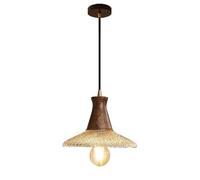 NICRX Lampadario a Sospensione Vintage Legno e Vetro Testurizzato E27 Altezza Regolabile per Camera da Letto Sala da Pranzo Soggiorno Cucina Caffetteria Rustico 21cm 27cm 31cm (21cm)