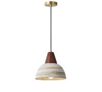 NICRX Lampadario sospeso in ceramica rustica con legno, attacco E27, cavo regolabile 150cm, lampada vintage Japandi per soggiorno, cucina, camera da letto o ristorante (23cm)