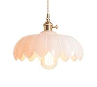 NICRX Lampadario Vintage Industriale a Sospensione 25 cm - Lampada in Vetro di Loto E27 Con Finitura in Ottone,Illuminazione per Soffitto Cucina,Soggiorno (Bianco)