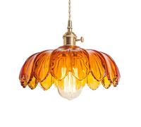 NICRX Lampadario Vintage Industriale a Sospensione 25 cm - Lampada in Vetro di Loto E27 Con Finitura in Ottone,Illuminazione per Soffitto Cucina,Soggiorno (Arancione)