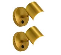 NICRX Oro Applique da parete moderna in ottone con interruttore - Lampada LED regolabile con 3 temperature di colore,Applique Interno per camera da letto,comodino,corridoio,uso alberghiero (A (2 pz))