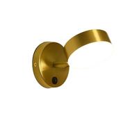 NICRX Oro Applique da parete moderna in ottone con interruttore - Lampada LED regolabile con 3 temperature di colore,Applique Interno per camera da letto,comodino,corridoio,uso alberghiero (B)