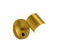 NICRX Oro Applique da parete moderna in ottone con interruttore - Lampada LED regolabile con 3 temperature di colore,Applique Interno per camera da letto,comodino,corridoio,uso alberghiero (A)