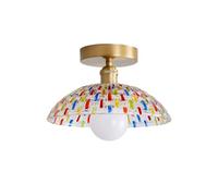 NICRX Vintage Lampada da Soffitto in Vetro Colorato 25cm/30cm,Plafoniera Semi-Incastrata con Base Dorata e Attacco E27,Déco Plafoniere Lampadari per Ingresso,Corridoio,Bagno,Soggiorno (25CM)