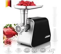 Nictemaw Tritacarne Elettrico 4 in 1 2000W, Lavora 1,8 kg/min | Macchina per Carne include 3 piastre forate, insaccatrice per salsicce e accessorio per biscotti. Ideale per casa