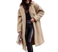 nicticsi Donna Cappotto di Faux Inverno Lungo Caldo Cardigan Parka Hooded ispessito Faux Fur Giacca Teddy Coat Button Giacca Invernale Giacca Trapuntata A Grigio L