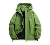 nicticsi Giacca con Cappuccio Antivento Impermeabile da Donna Multiple Tasche Cerniera Jacket Esterno Sportiva Giubbino per Escursioni e Viaggi Alpinismo A Verde XXL