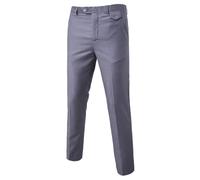 nicticsi Pantaloni da Abito da Uomo Business Pantaloni da Eleganti Pantaloni Classici dal Taglio Dritto Pantaloni Versatili in Tinta Unita Slim Fit Pants Lunghi Comodi Casual Pantaloni A Grigio L