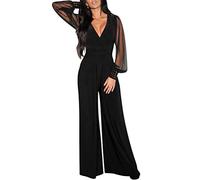 nicticsi Senza Maniche Vita Alta Long Pantaloni Schiena Nuda Fionda Tuta Intera Aderente da Donna Elegante Tinta Unita Gamba Larga Larghi Playsuit Tuta Cerimonia Cocktail Overall I-Nero XS