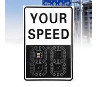 Nicvrea Cartello con Feedback Radar Ad Energia Solare, Avviso Stradale, Segnaletica Radar Solare con Display a LED per Autostrade e Strade a velocità Limitata WhitePlug-in-20''×27''