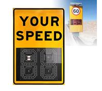 Nicvrea Cartello di Avviso di Traffico con Radar, Segnaletica Radar con Limite di velocità Variabile a LED Solare, Segnaletica Radar per la Sicurezza Stradale, con Accessori YellowPlug-in-24''×35‘’