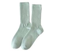 Nidddiv Calze da bici da corsa invernali sottili in cotone per donna, calzini da donna in morbido cotone, calze da equipaggio da donna, calze da yoga antiscivolo, Verde menta, Taglia unica