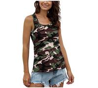 Nidddiv Canotta da donna sportiva mimetica, estiva, senza maniche, alla moda, basic, tees, per feste, clubwear, taglie forti, top estivo, Y2k, canotta da donna, verde militare, M