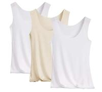 Nidddiv Confezione da 3 canottiere estive da donna, senza cuciture, in seta fredda, con scollo rotondo, tinta unita, taglie forti, Bianco4., 4XL