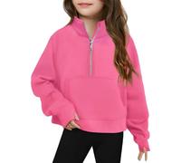 Nidddiv Felpa adolescente ragazza Tumblr mezza zip Crop felpa per ragazze a maniche lunghe maglione per bambini leggero inverno Clothes Christmas Pullover ragazza, rosa intenso, 5-6 Jahre