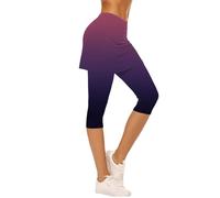 Nidddiv Gonna da Tennis con Effetto Gradiente da Donna 2 in 1 Leggings Sportivi da Donna 3/4 con Gonna, Alta Vita, Gonna Sportiva con Pantaloni, Leggings Sportivi 3/4, Pantaloncini, Gonna Outdoor
