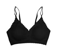 Nidddiv Reggiseno sportivo da donna imbottito, comodo, senza tracce, con volant, per una comoda traspirabilità e fitness senza anelli in acciaio, Nero , XL
